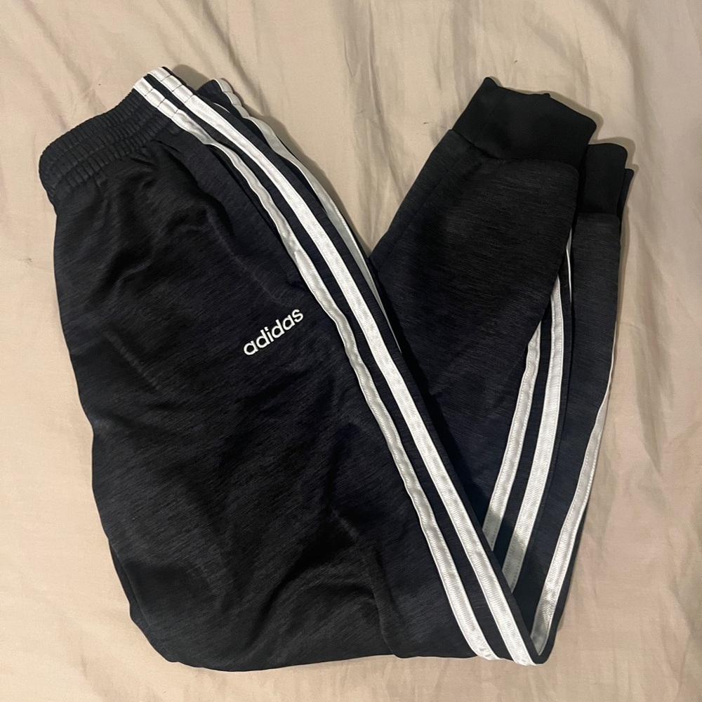 Adidas Black and White Sweatpants with Signature Stripes